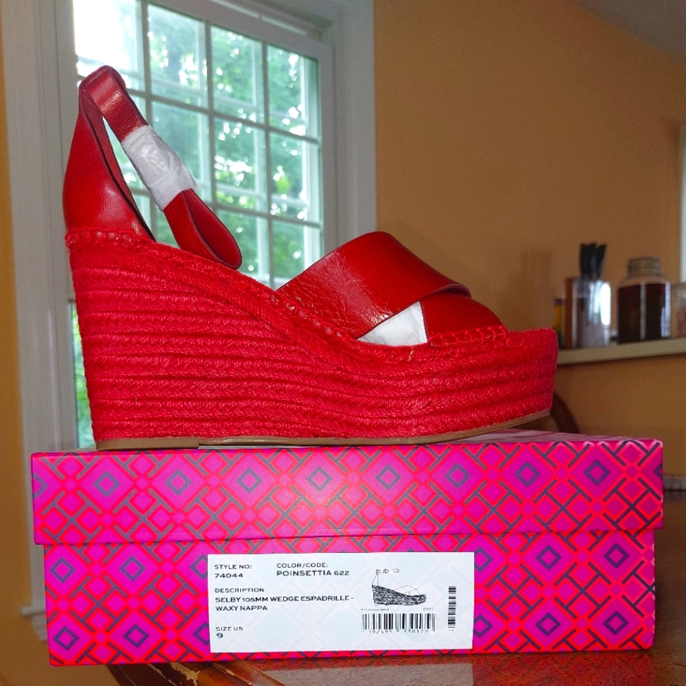 Tory Burch Selby 105MM Wedge Espadrille - Waxy Nappa